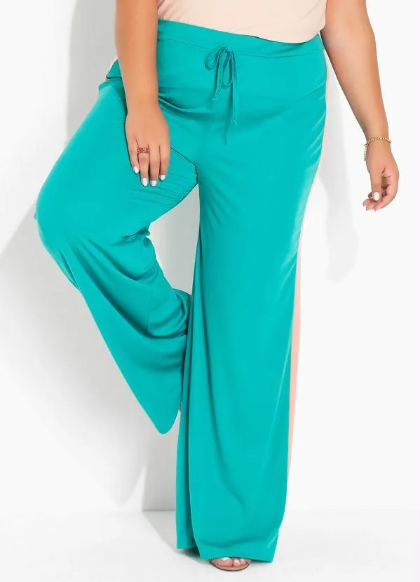 Marguerite - Calça Turquesa com Elástico na Cintura Plus Size 1