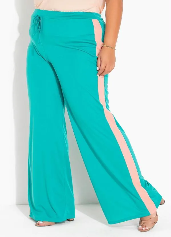 Marguerite - Calça Turquesa com Elástico na Cintura Plus Size