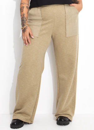 Marguerite - Calça Verde Claro em Moletinho Rajado - MARGUERITE