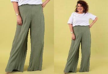 Cala Verde Claro Pantalona em Tecido Plano