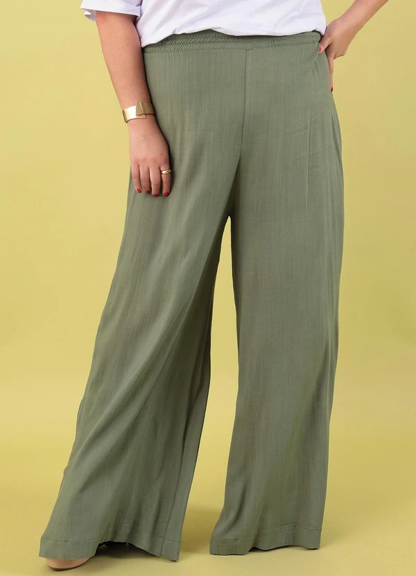 Marguerite - Calça Verde Claro Pantalona em Tecido Plano 4