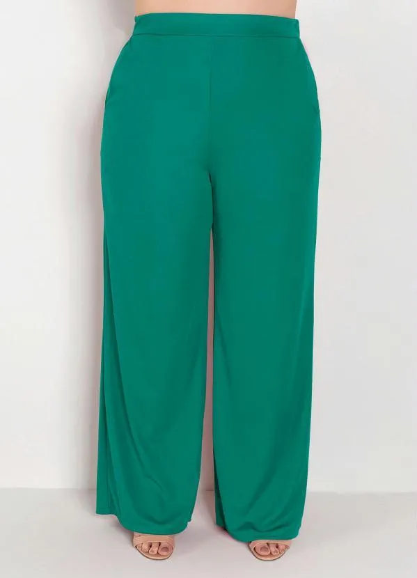 Marguerite - Calça Verde com Elástico no Cós Plus Size