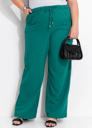 Marguerite - Calça Verde em Crepe Plano - MARGUERITE