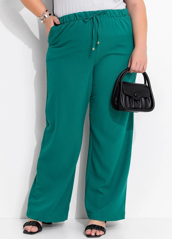 Marguerite - Calça Verde em Crepe Plano