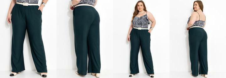 Cala Verde Escura Pantalona em Malha Crepe