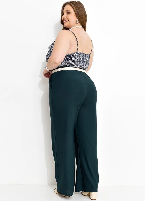 Marguerite - Calça Verde Escura Pantalona em Malha Crepe 5