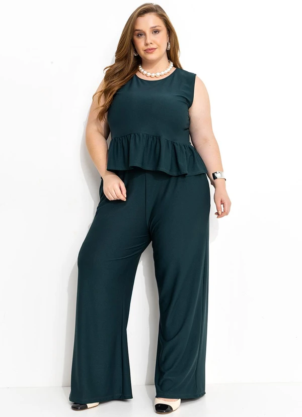 Marguerite - Calça Verde Escura Pantalona em Malha Crepe 6