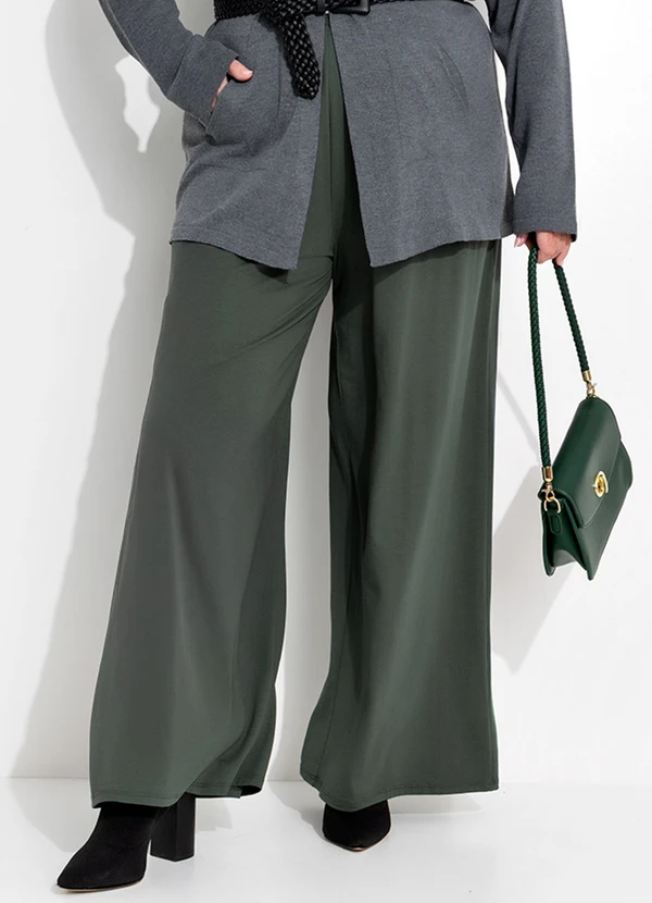 Marguerite - Calça Verde Escuro em Malha de Viscose
