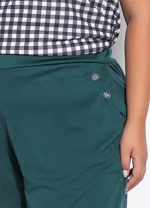 Marguerite - Calça Verde Musgo com Botões Plus Size - MARGUERITE