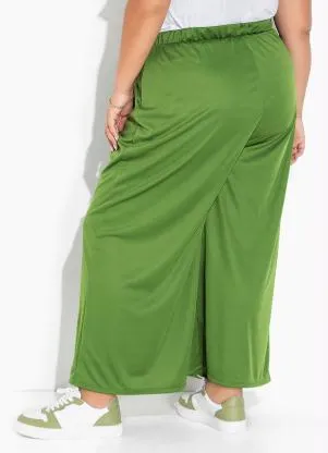 Marguerite - Calça Verde Wide Leg com Elástico Plus Size - MARGUERITE