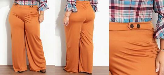 Cala Wide Leg Plus Size Caramelo com Botes