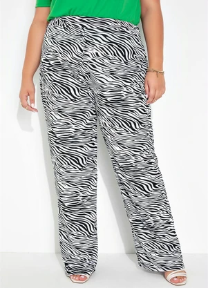 Marguerite - Calça Zebra Wide Leg com Elástico Plus Size - MARGUERITE