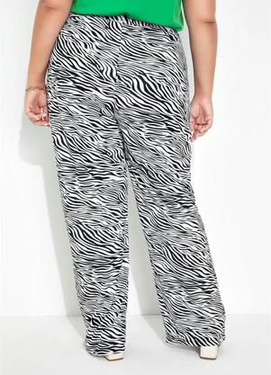 Marguerite - Calça Zebra Wide Leg com Elástico Plus Size - MARGUERITE