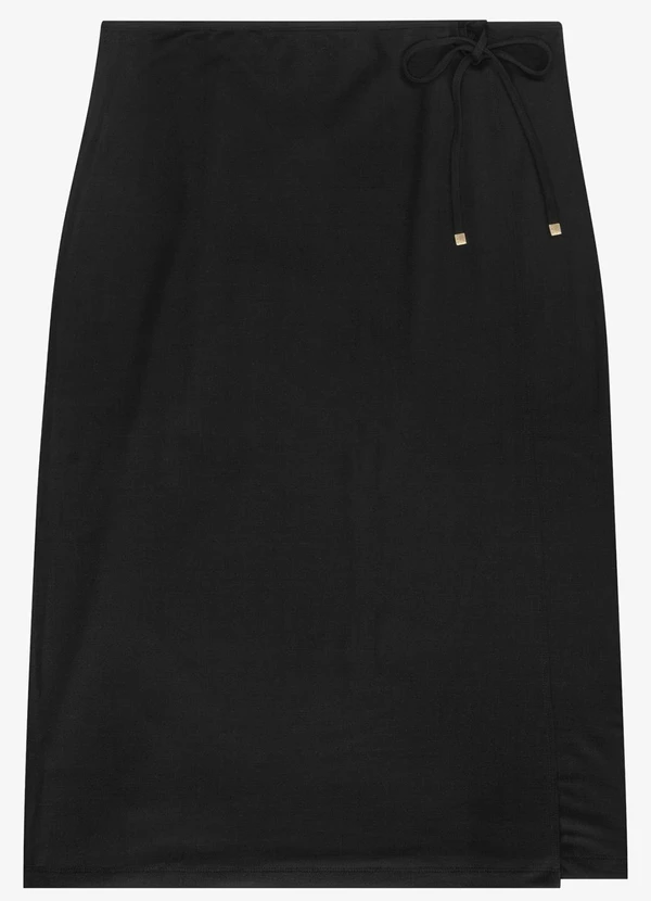 Secret Glam - Saia Midi Transpassada Plus Size Preto 3