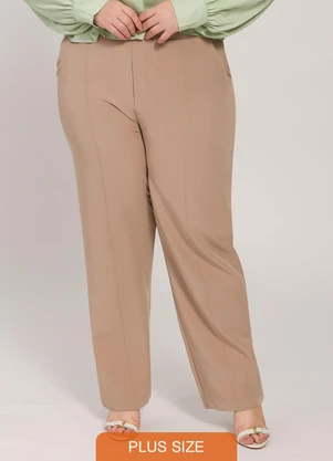 Lisamour - Calça Alfaiatada Reta Bege - LISAMOUR