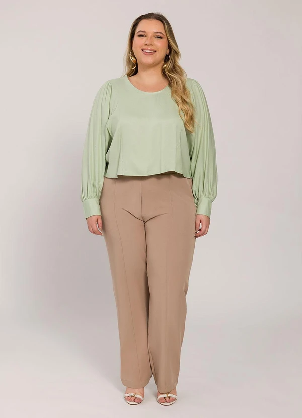 Lisamour - Calça Alfaiatada Reta Bege 4