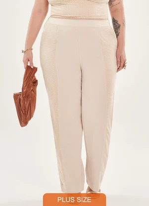 Lisamour - Calça Alfaiatada Reta Bege - LISAMOUR