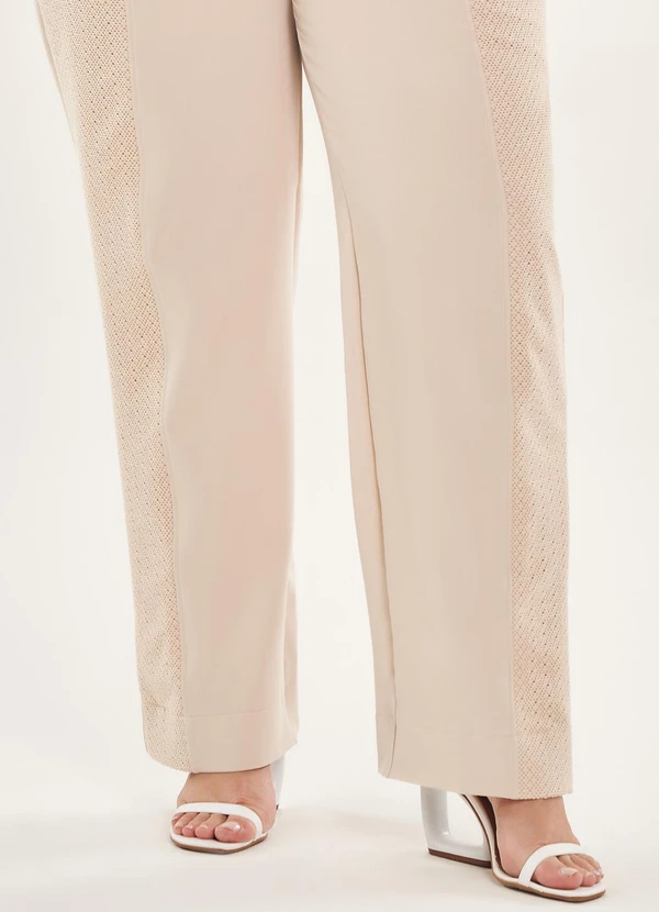 Lisamour - Calça Alfaiatada Reta Bege 5