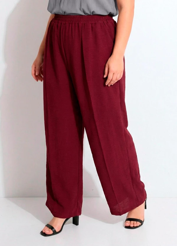 Marguerite - Calça Bordô em Tecido Leve 9