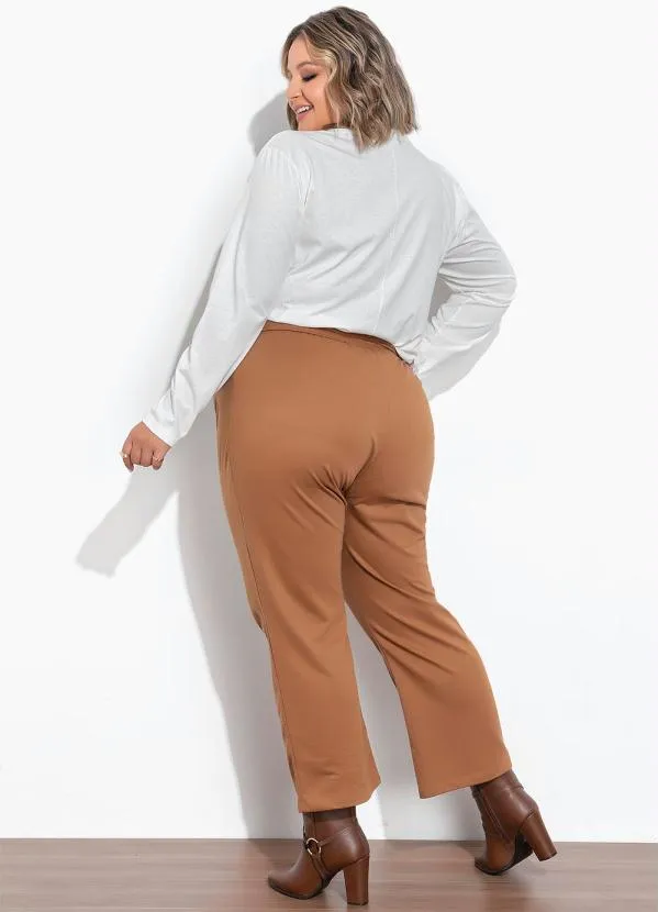Marguerite - Calça Caramelo com Botões Plus Size 4