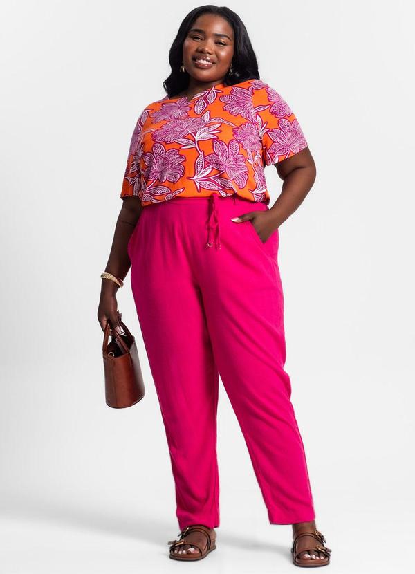 Secret Glam - Calça Cenoura Linho Strong Feminina Rosa 3