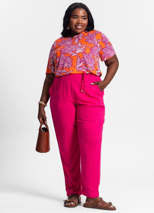 Secret Glam - Calça Cenoura Linho Strong Feminina Rosa 4