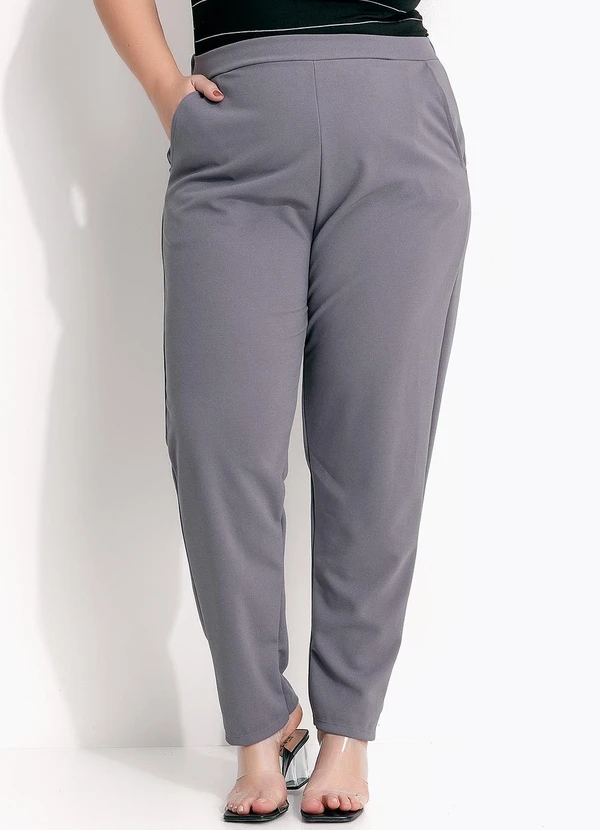 Marguerite - Calça Cinza em Malha Crepe