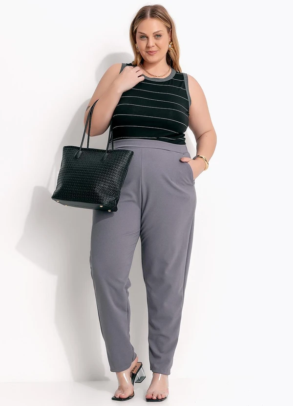 Marguerite - Calça Cinza em Malha Crepe 3