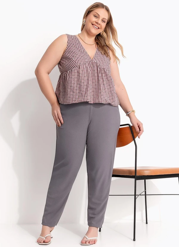 Marguerite - Calça Cinza em Malha Crepe 6