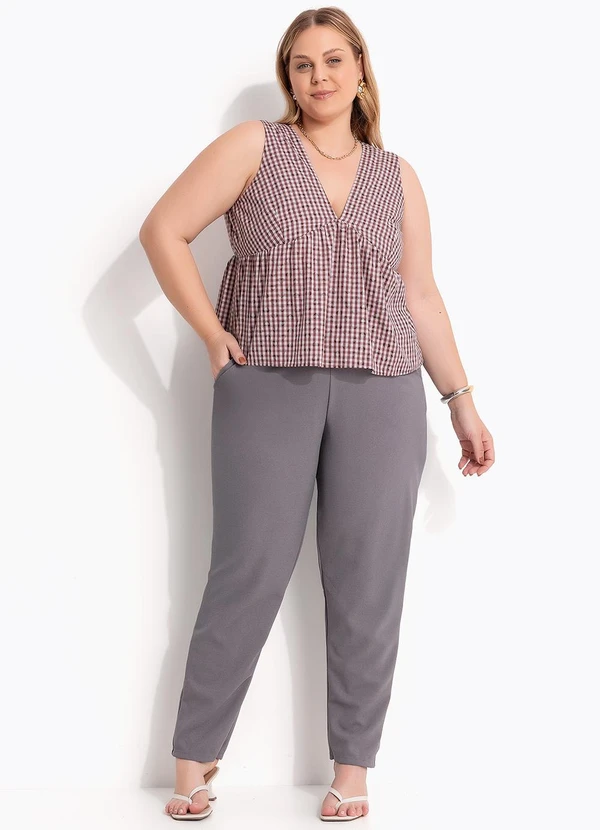 Marguerite - Calça Cinza em Malha Crepe 7