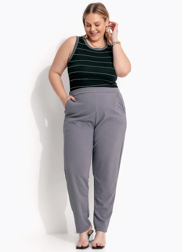 Marguerite - Calça Cinza em Malha Crepe 8
