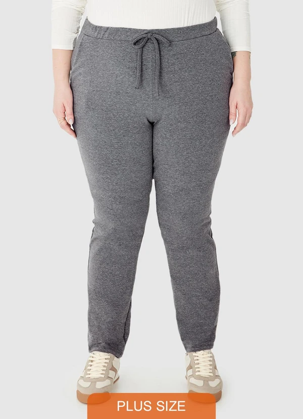 Malwee - Calça Feminina em Moletom Plus Cinza
