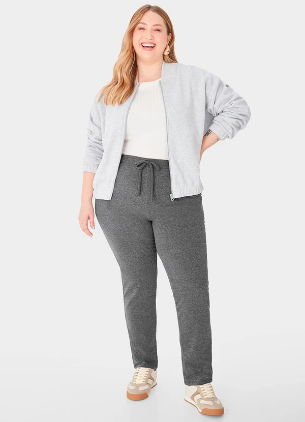 Malwee - Calça Feminina em Moletom Plus Cinza 5