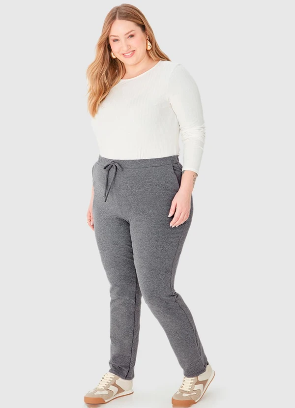 Malwee - Calça Feminina em Moletom Plus Cinza 6