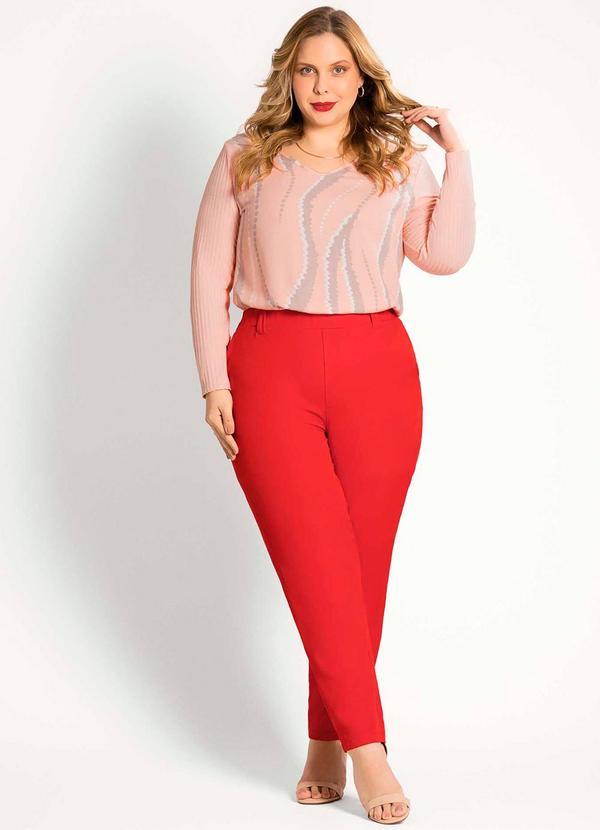 Habana - Calça Feminina Plus Size Elegante Vermelho 3