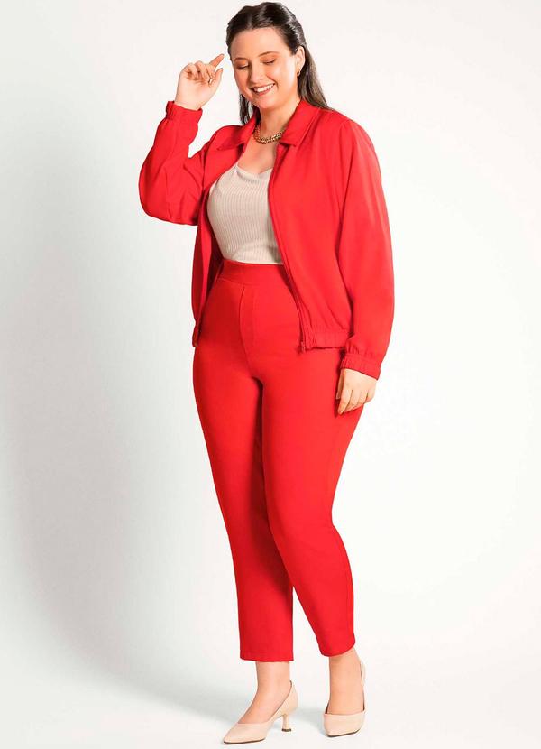 Habana - Calça Feminina Plus Size Elegante Vermelho 4