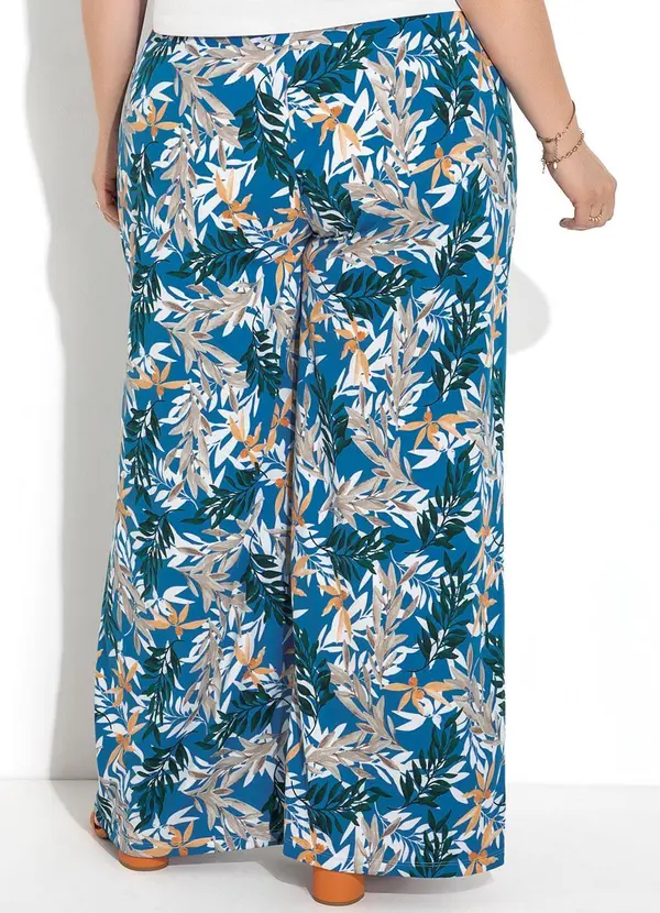 Marguerite - Calça Folhagem Cítrica Azul em Malha 1