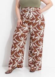 Cal�a Folhagem Marrom em Malha de Viscose