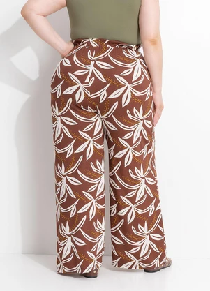 Marguerite - Calça Folhagem Marrom em Malha de Viscose - MARGUERITE
