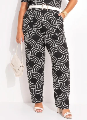 Marguerite - Calça Geométrico Pontilhado em Malha de Viscose - MARGUERITE