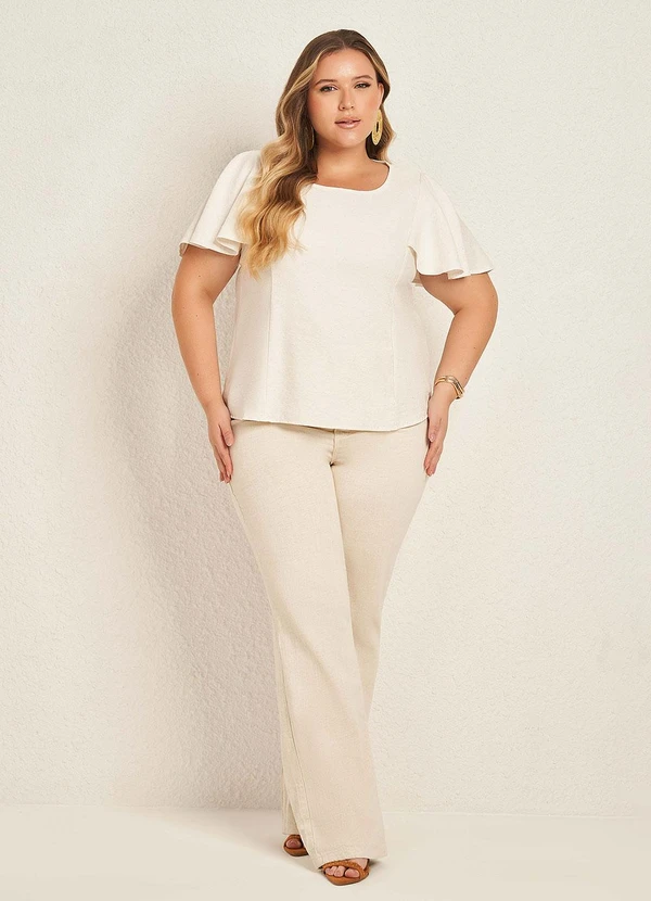 Lisamour - Calça Pantalona com Cinto Branco 3