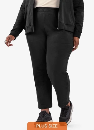 Secret Glam - Calça Plus Moletom Felpado Preto - SECRET GLAM