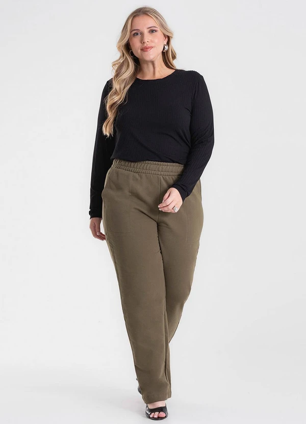 Secret Glam - Calça Plus Moletom Felpado Verde 3