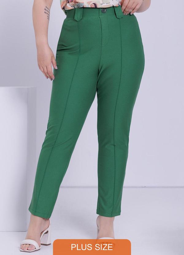 Lunender Mais Mulher - Calça Plus Size em Malha Crepe Verde
