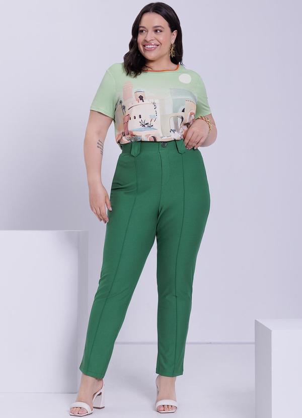 Lunender Mais Mulher - Calça Plus Size em Malha Crepe Verde 3