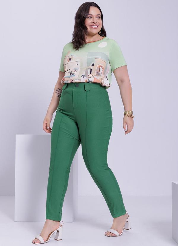 Lunender Mais Mulher - Calça Plus Size em Malha Crepe Verde 5