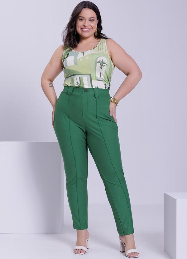 Lunender Mais Mulher - Calça Plus Size em Malha Crepe Verde 6