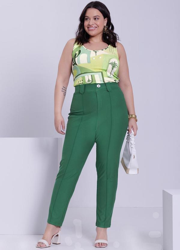 Lunender Mais Mulher - Calça Plus Size em Malha Crepe Verde 7
