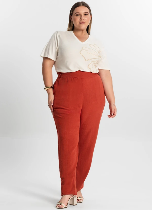 Secret Glam - Calça Plus Size Feminina Laranja 3