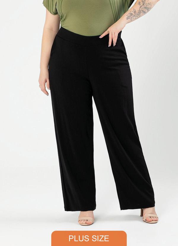 Cativa - Calça Plus Size Reta em Viscose Preto